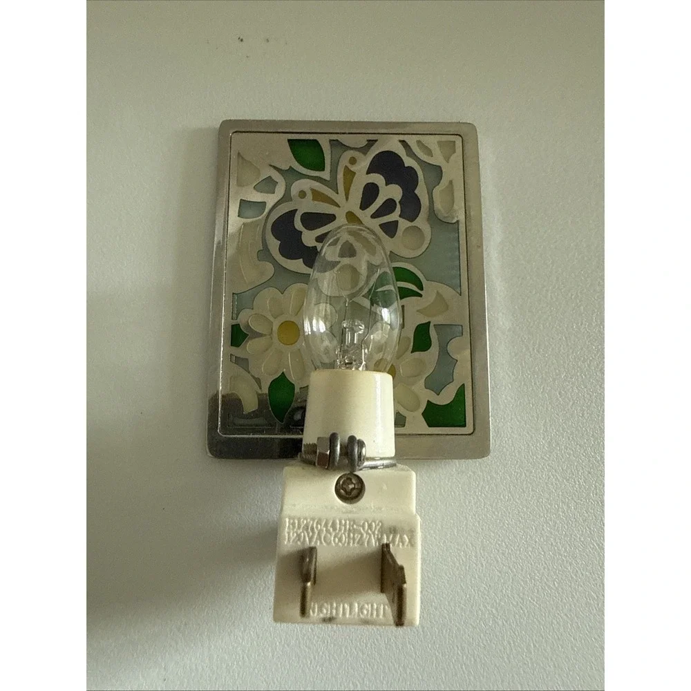 Ganz butterfly and flowers stained glass nightlight